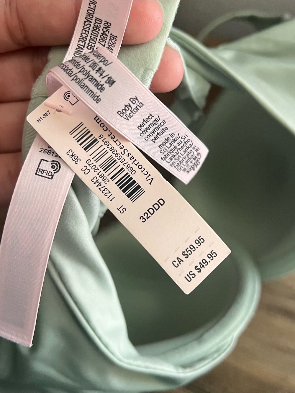 Victoria’s Secret Body Perfect Coverage Mint Bra Size 32DDD NWT - Picture 6 of 7